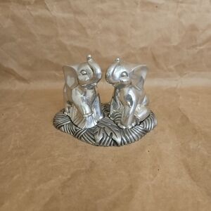 Lenox Kirk Stieff Collection 3pc Pewter Elephants Salt, Pepper & Base Tray
